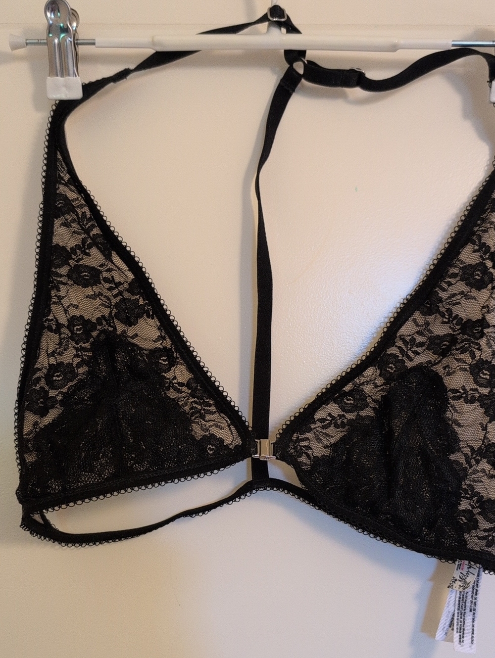NWOT Free People Black Lace Bra, Front Closure, Size Large